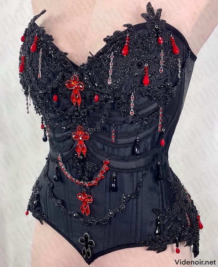 Rib Cage Corset, Red Corset Outfit, Spooky Fashion, Burlesque Outfit, Red Gems, Burlesque Costume, Corset Outfit, Goth Corset, Corset Fashion