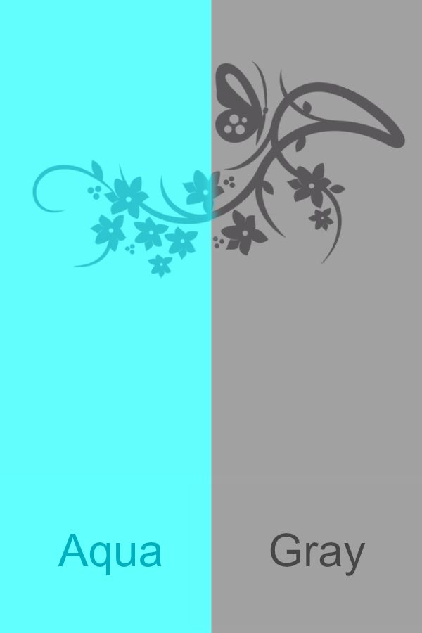 two different colors are shown with the words aqua and gray