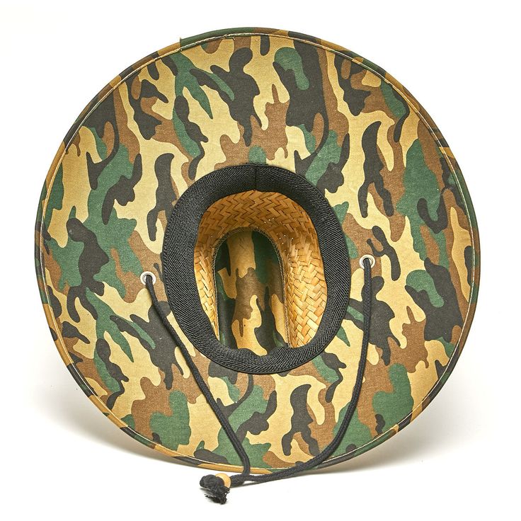 Introducing the CAMO COMMANDO hat, the perfect combination of classic straw look and modern camo technology. Crafted from Palm Straw and equipped with 5 inch brim and adjustable chin cord, this hat offers superior U.V. protection and an elastic fit. The Camo Commando features a camo pattern underside of the brim, making it an essential part of the Lifeguard Collection. Adjustable Military Style Hats For The Beach, Adjustable Camouflage Hat For Summer, Military Style Adjustable Sun Hat For Summer, Adjustable Military Style Khaki Sun Hat, Khaki Fedora Sun Hat For Outdoor, Camouflage Hat With Curved Brim For Beach, Summer Camouflage Hat For Outdoor, Adjustable Camouflage Hat For The Beach, Adjustable Camouflage Hat For Beach