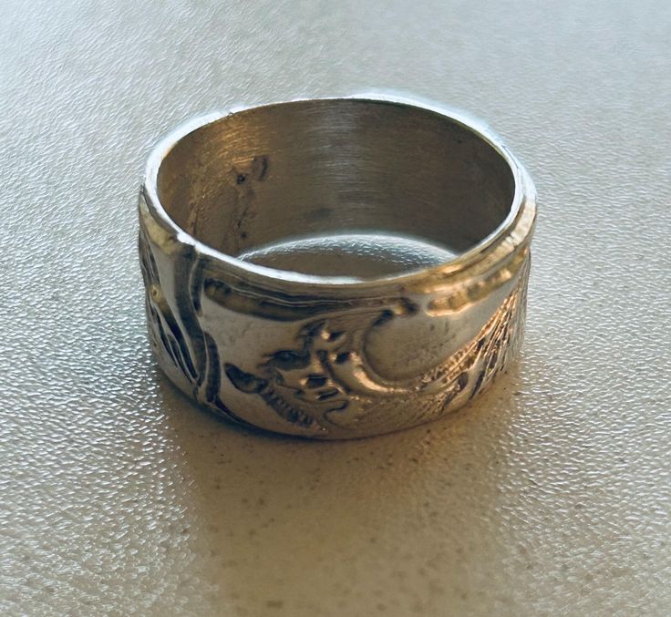 Sterling silver band with embossed texture is a size 8, 3/8 inch wide. Entirely handmade with silver metal clay. Silver Metal Clay, Taos, Metal Clay, Sterling Silver Bands, Silver Band, Rings Statement, Sterling Silber, Halloween Shopping, Statement Rings