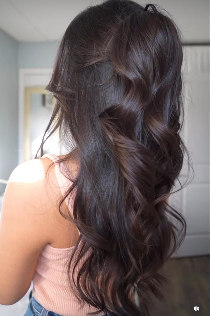 Bridal Shower Hair For Bride Half Up, Long Brown Hair Styles Hairstyles, Prom Hairstyles Dark Brown Hair, Prom Hairstyles For Long Hair Brunette, Prom Hairstyles Dark Hair, Prom Hairstyles Brown Hair, Long Brown Hair Hairstyles, Hair Down Prom Styles, Hair Styles Down