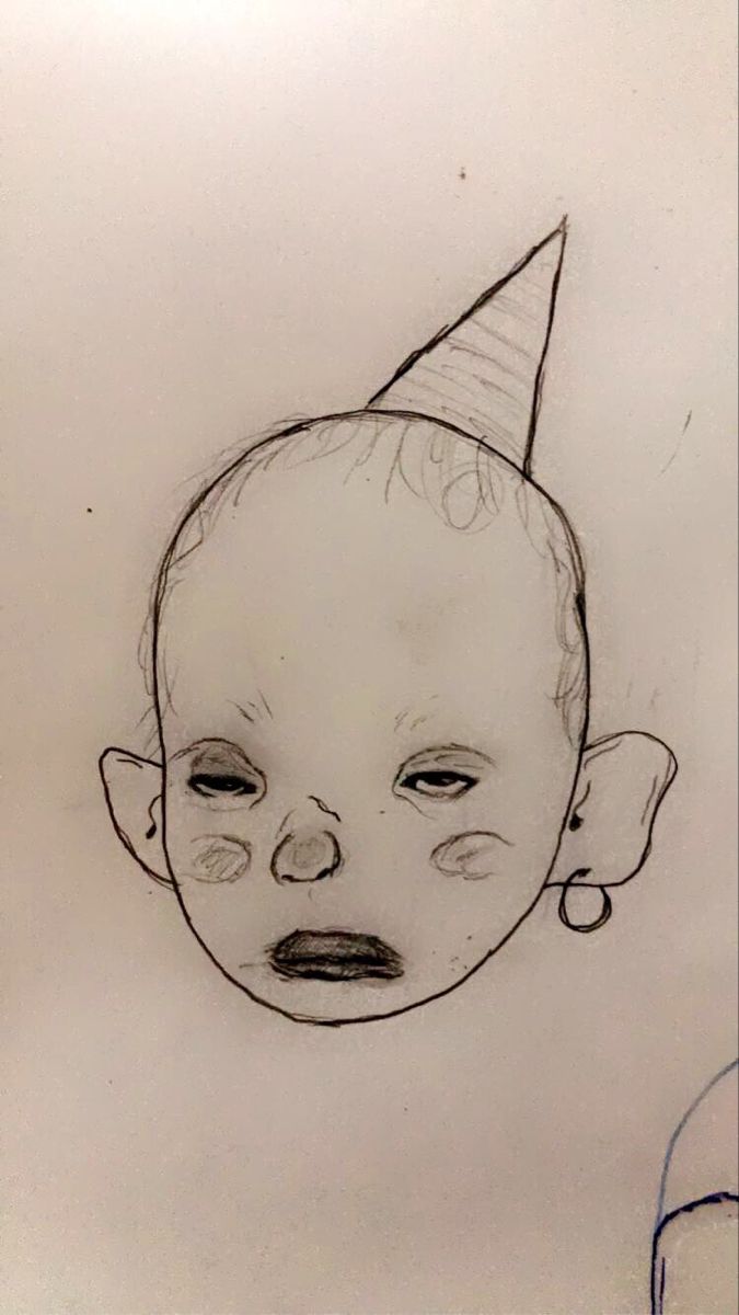 a drawing of a baby with a hat on it's head