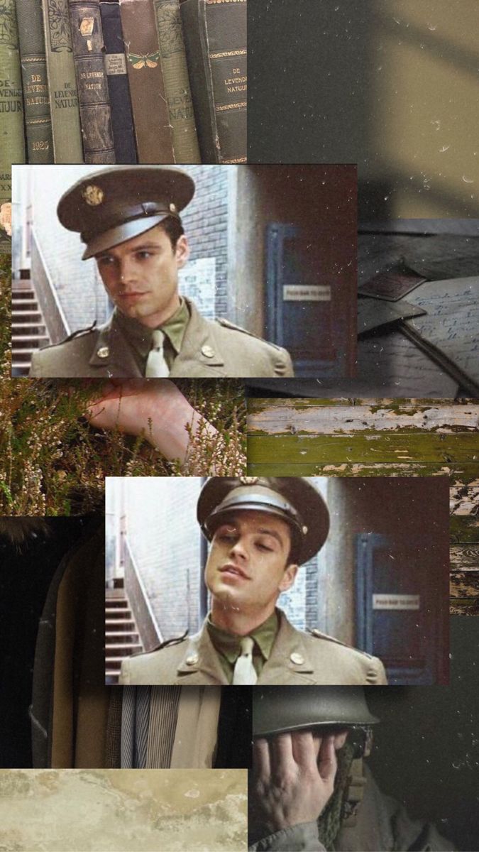 a collage of photos with the same man in uniform and books behind him,