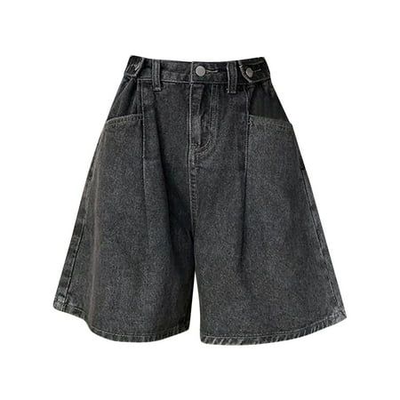 Wide leg rolled edge denim shorts for women with high waist, versatile, loose and slim A-line hot pants, thin style : denim Color: as the picture shows, (Due to the difference between different monitors, the picture may have slight color difference. please make sure you do not mind before ordering, Thank you!) Package weight: 100g Package size: 15x12x5cm,(Please allow 1-3mm error due to manual measurement. please make sure you do not mind before ordering.) Size: M.  Color: Gray.  Gender: female. Plus Size Ripped Jeans, Ripped Jeans Casual, Denim Shorts For Women, Casual Denim Shorts, Vintage Denim Shorts, Summer Shorts Denim, Stretch Denim Shorts, Ripped Denim Shorts, Soft Pants