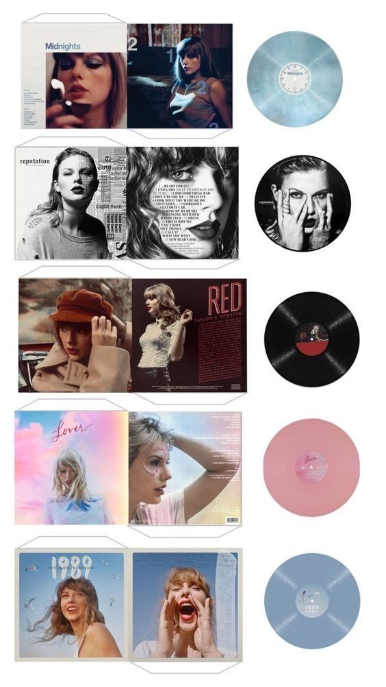 the album covers are all different colors and sizes, but there is no image on them