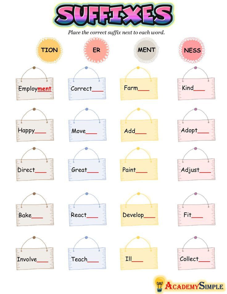 different types of labels with the words suffxes in each letter and numbers on them