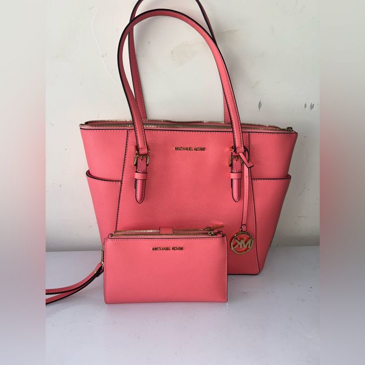 Great Condition, Bag And Brand New Wallet Michael Kors Leather Bags With Card Slots, Michael Kors Bag With Card Slots For Daily Use, Mk Wallet, Michael Kors Clutch, Free People Bags, Michael Kors Tote Bags, Michael Kors Purse, Black Leather Tote, Classic Bags