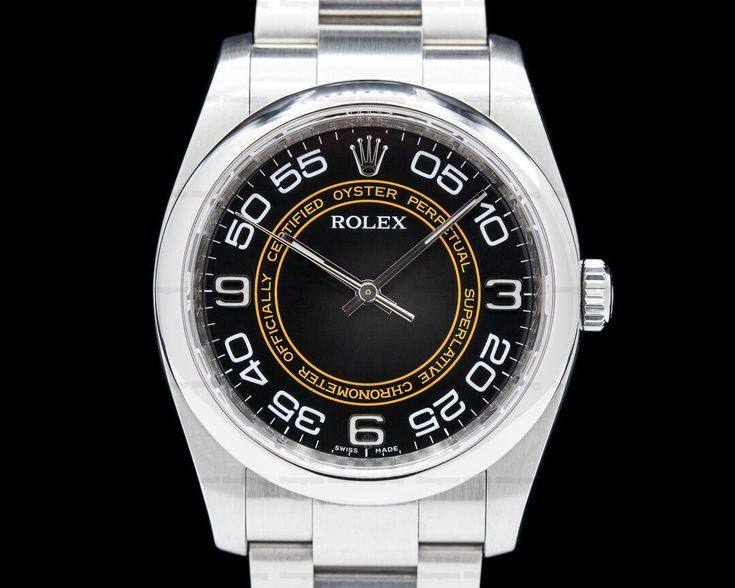 Rolex Oyster Perpetual SS Black & Orange Dial #Rolex #OysterPerpetual #Horology #Rolex116000 Rolex Models, Authentic Watches, Watch Companies, Rolex Oyster Perpetual, Rolex Oyster, Oyster Perpetual, Steel Watch, Black Orange, Steel Bracelet