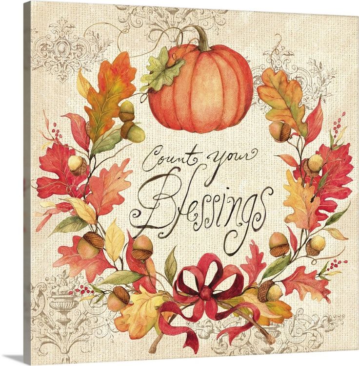 an autumn wreath with pumpkins and leaves on the front is featured in this card