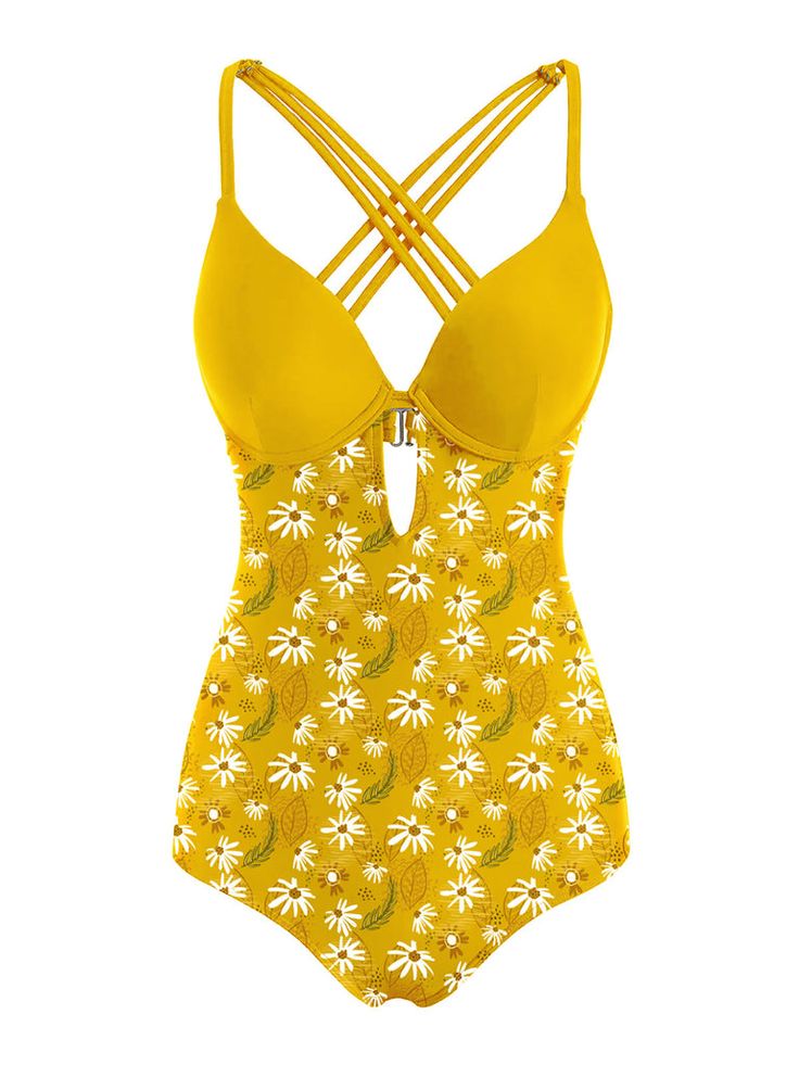 Yellow 1950s Daisy Patchwork Swimsuit 50s Swimsuit, Retro Stage, Fringe Flapper Dress, Yellow Swimsuits, Standard Dress, Cute Bathing Suits, Cute Swimsuits, Plus Size Swimsuits, Plus Size Shopping