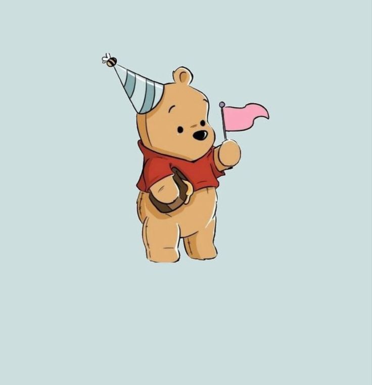 a winnie the pooh wallpaper with a birthday hat on