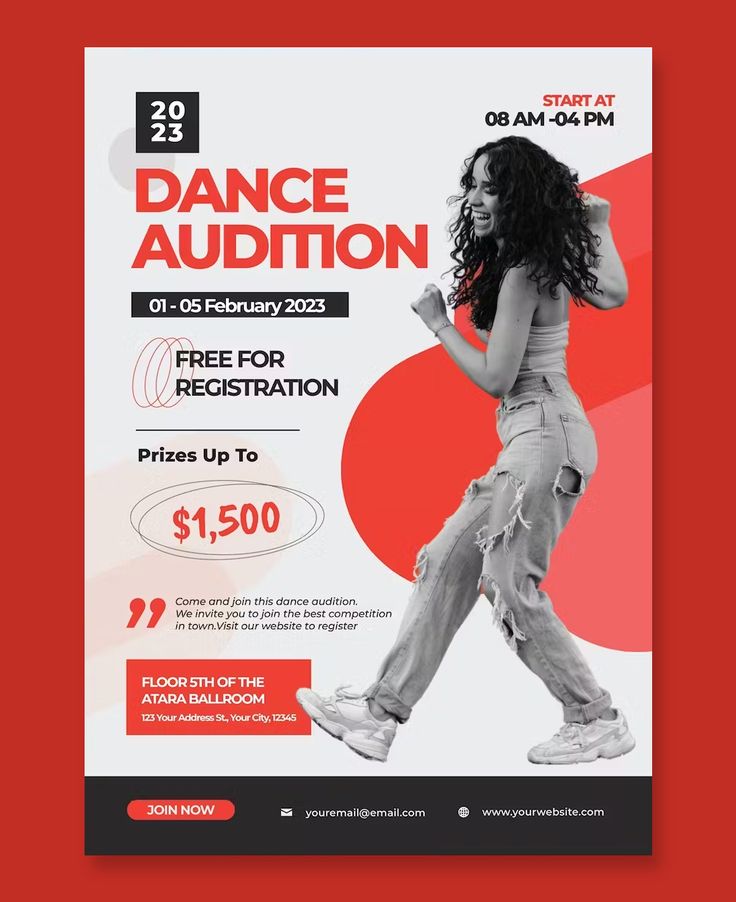 a flyer for a dance event with an image of a woman