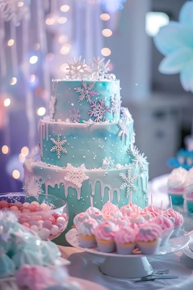 Chilly Fun: Top Frozen Birthday Party Ideas! Third Birthday Frozen Theme, Frozen Five Birthday, Princess Elsa Birthday Party Ideas, Snow Themed Birthday Party For Kids, Elsa Third Birthday, Winter Princess Birthday Party, Ice Princess Birthday Theme, Frozen Elsa Birthday Party Ideas, Frozen Birthday Party Treats