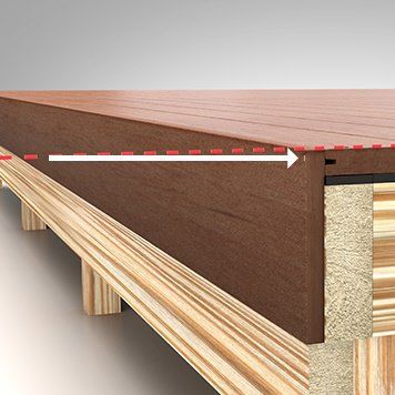 a close up of a wooden table with red lines on the top and bottom edge