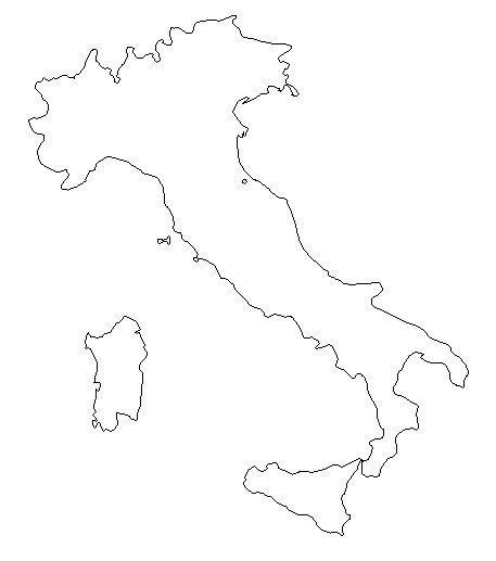 an outline map of italy with all the towns