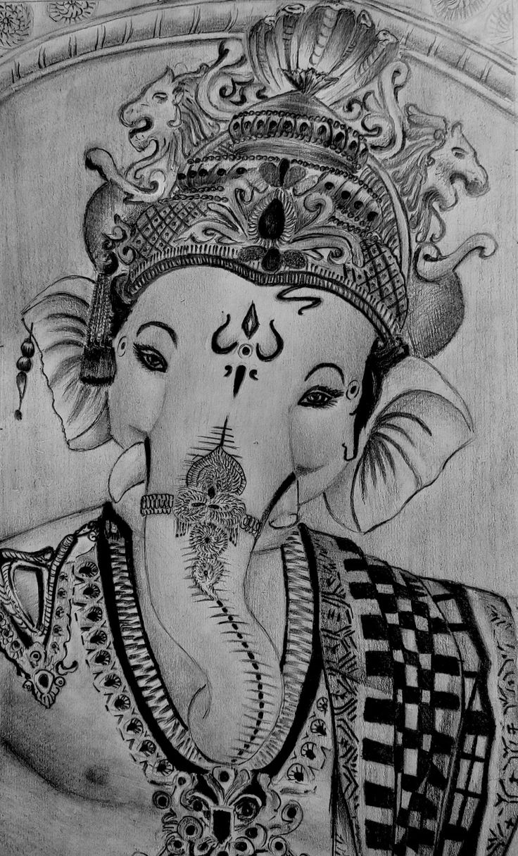 a drawing of an elephant with a crown on it's head and eyes closed