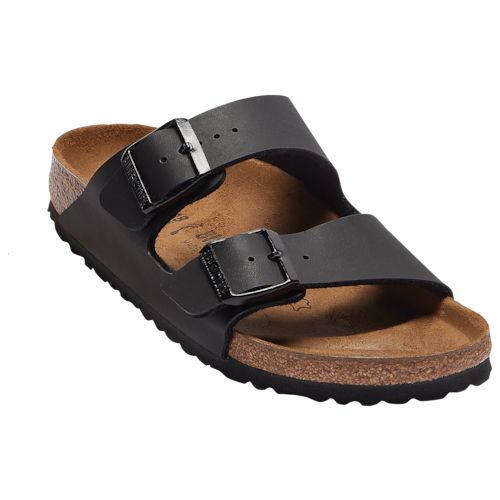 Classic Leather Slides For Outdoor, Classic Sandals With Cushioned Footbed, Classic Black Footbed Sandals For Beach, Classic Slides With Cushioned Footbed, Classic Leather Footbed Sandals With Adjustable Fit, Classic Adjustable Leather Footbed Sandals, Classic Outdoor Sandals With Cushioned Footbed, Classic Black Footbed Sandals With Round Toe, Classic Open Toe Sandals For Outdoor