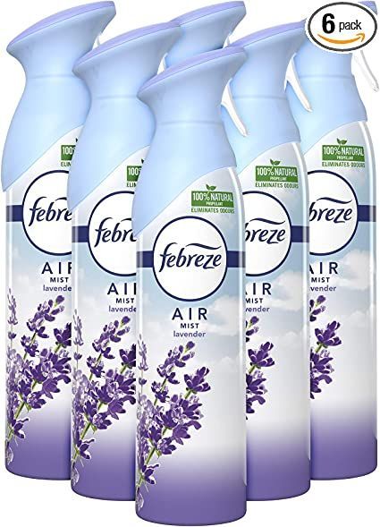 four bottles of febreze air freshener with lavender on the front and back