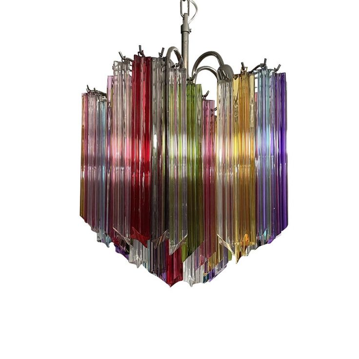 a multicolored chandelier hanging from a ceiling