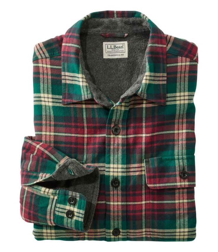 The supersoft, supercozy fleece-lined flannel shirt. Made of our soft cotton flannel paired with toasty fleece, it's seriously cozy, inside and out. Traditional Fit: Relaxed through the chest, sleeve and waist. Garment washed and brushed 100% cotton flannel. 100% polyester fleece lining. Two side and chest pockets hold your valuables. Imported. Fall Tops With Fleece Lining, Cotton Fleece-lined Top For Fall, Cotton Tops With Fleece Lining For Fall, Cotton Top With Fleece Lining For Fall, Cozy Plaid Flannel Shirt, Fleece Lined Flannel Shirt, Lined Flannel Shirt, Single Shirt, Mens Flannel