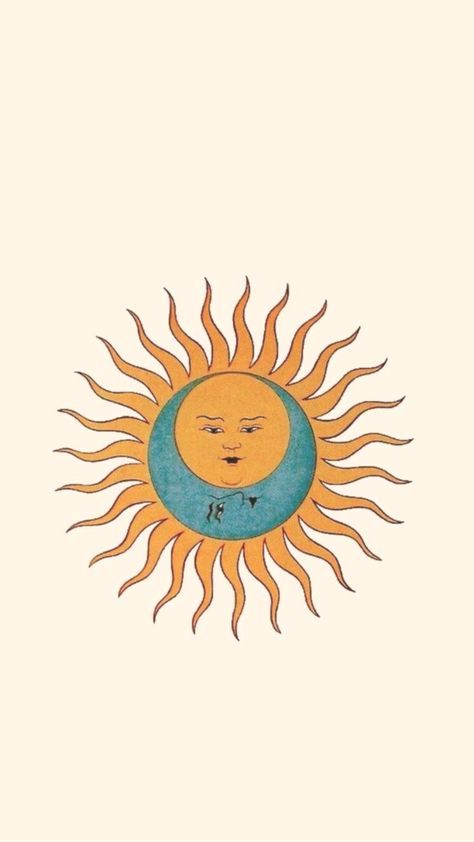 a drawing of a sun with the face of a child on it's chest