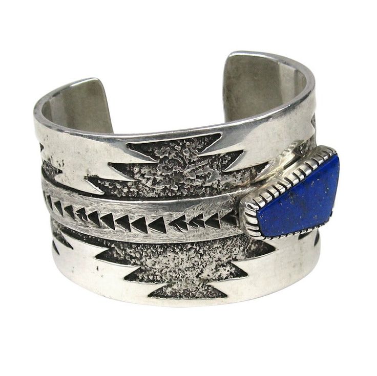 Highly detailed Sterling silver Cuff Bracelet signed T Jackson- Hallmarked 1987. Measures 1.76 at one end than tapers down to 1.36 at the other end. Bezel set Lapis stone. Will fit a 6-7-1/4 can be made a bit smaller of larger due to sterling being pliable. This is out of a massive collection of Hopi, Zuni, Navajo, Southwestern, sterling silver, costume jewelry and fine jewelry. Be sure to check our store front for more fabulous pieces from this collection. We have been selling this collection o Lapis Bracelet, Vintage Cuff Bracelet, Native American Bracelets, Silver Turquoise Jewelry, Antique Engagement Ring, American Indian Jewelry, Real Jewelry, Gold Bracelet Cuff, Popular Jewelry