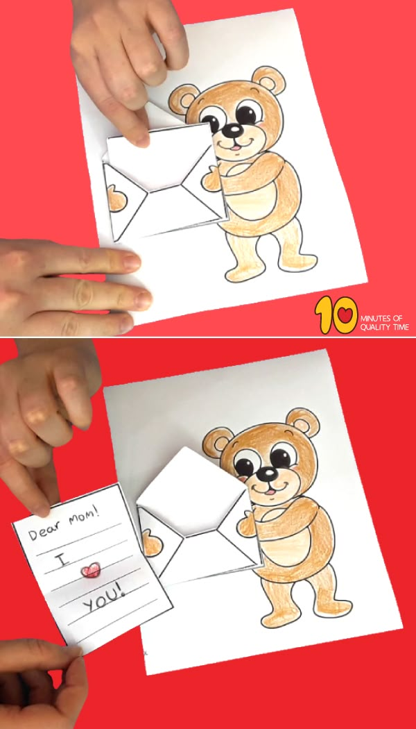 someone is making a bear card for valentine's day with the letter i to you