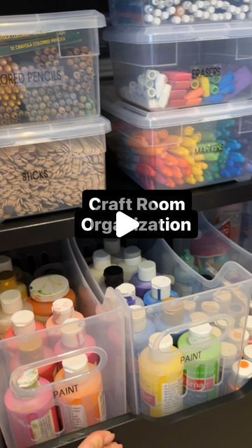 the craft room organization bins are organized