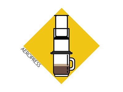 the logo for aeropresss is shown above a coffee cup with liquid in it