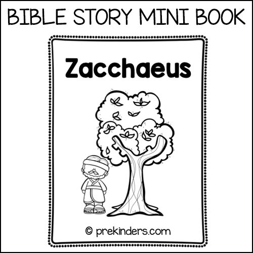 the bible story mini book zacus with an image of a tree and a boy