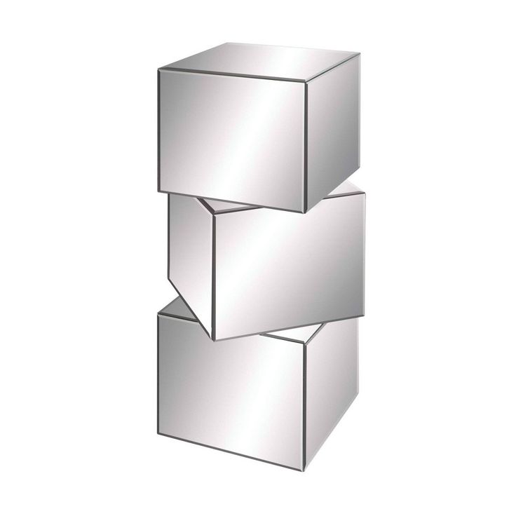 three cubes stacked on top of each other in the shape of a pyramid, one with