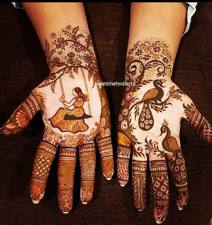 two hands with henna designs on them