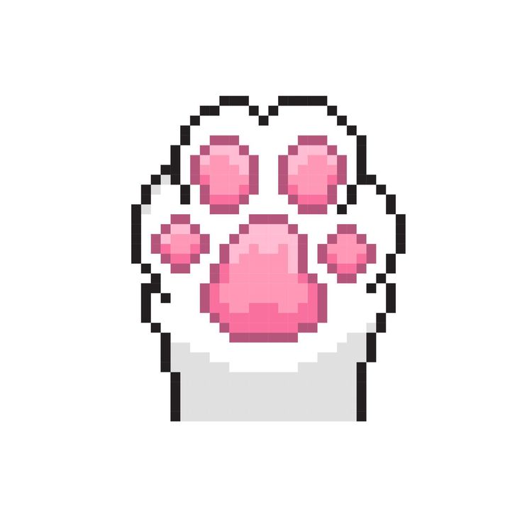 an animal's paw is shown in the pixel style, with pink spots on it