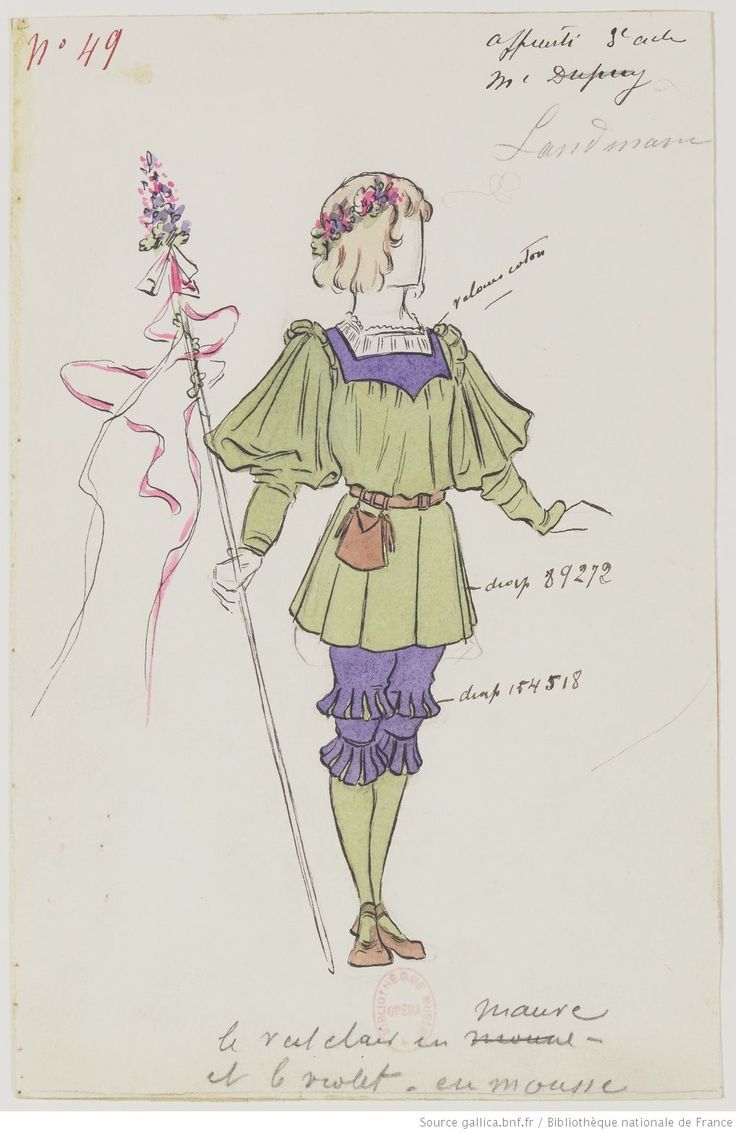 a drawing of a woman in green and purple clothing with a flower in her hair