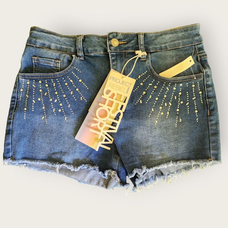 -New With Tags -Measurements Waist: 29" Rise: 10.5" Inseam: 3" 391 Color Blue, Glitter, Womens Shorts, Festival, Tags, 10 Things, Women Shopping, Blue, Color