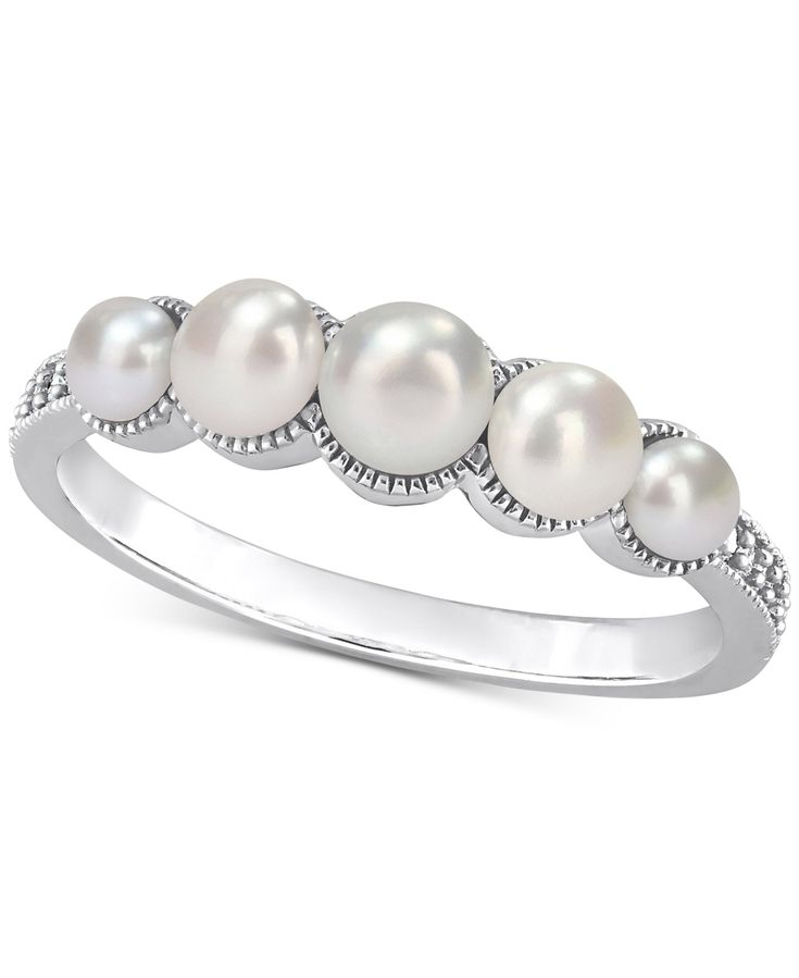 in stock Macys Jewelry, Diamond Accent Ring, White Gold Jewelry, Freshwater Cultured Pearls, White Gold Ring, White Gold Rings, Free Jewelry, Gold Ring, Fresh Water