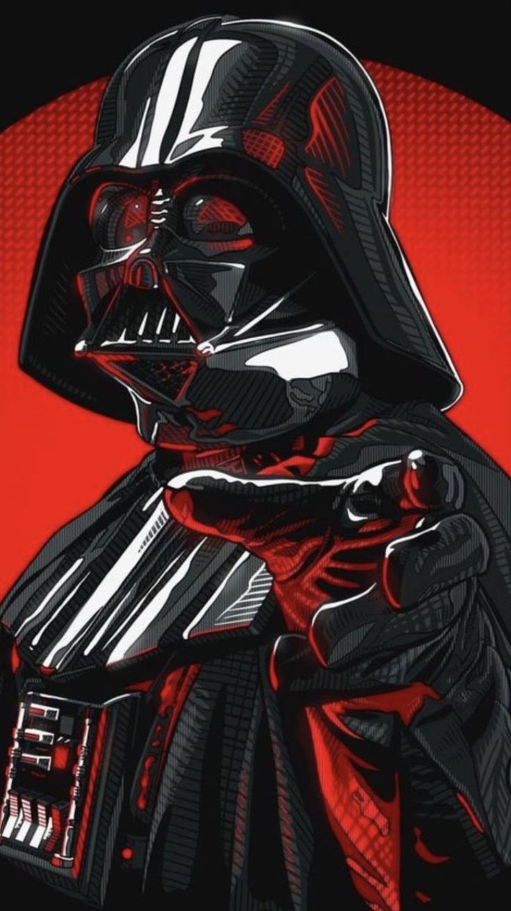 a darth vader poster with an orange background