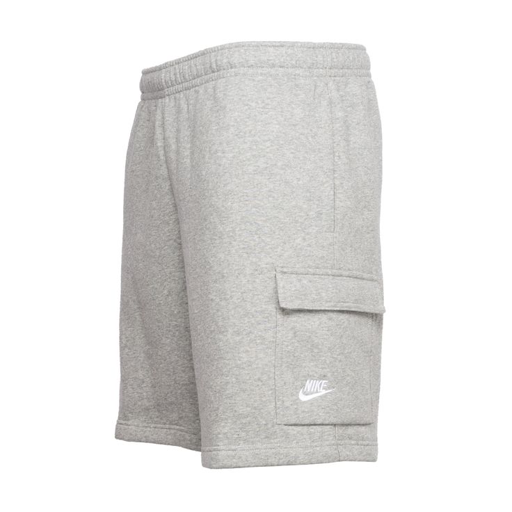 NIKE SPORTSWEAR CLUB MEN'S CARGO SHORTSGet ready to get cozy in the Nike Sportswear Club men's cargo shorts. These men's shorts feature a soft fleece fabric lining for a relaxed feel. Plus, the extra flap pocket on the left leg provides additional storage for your phone and other small essentials. Relaxed, Easy Fit Ribbed Waistband with Drawcord for Adjustable Fit Side Pockets with Flap Pocket on the Left Leg Fabric: 80% Cotton, 20% Polyester Brushed-Back Fleece Fabric Machine Wash Imported Cargo Nike, Cargo Short, Mens Cargo, Cargo Shorts Men, Getting Cozy, Nike Sportswear, Fleece Fabric, Men's Shorts, Flap Pocket