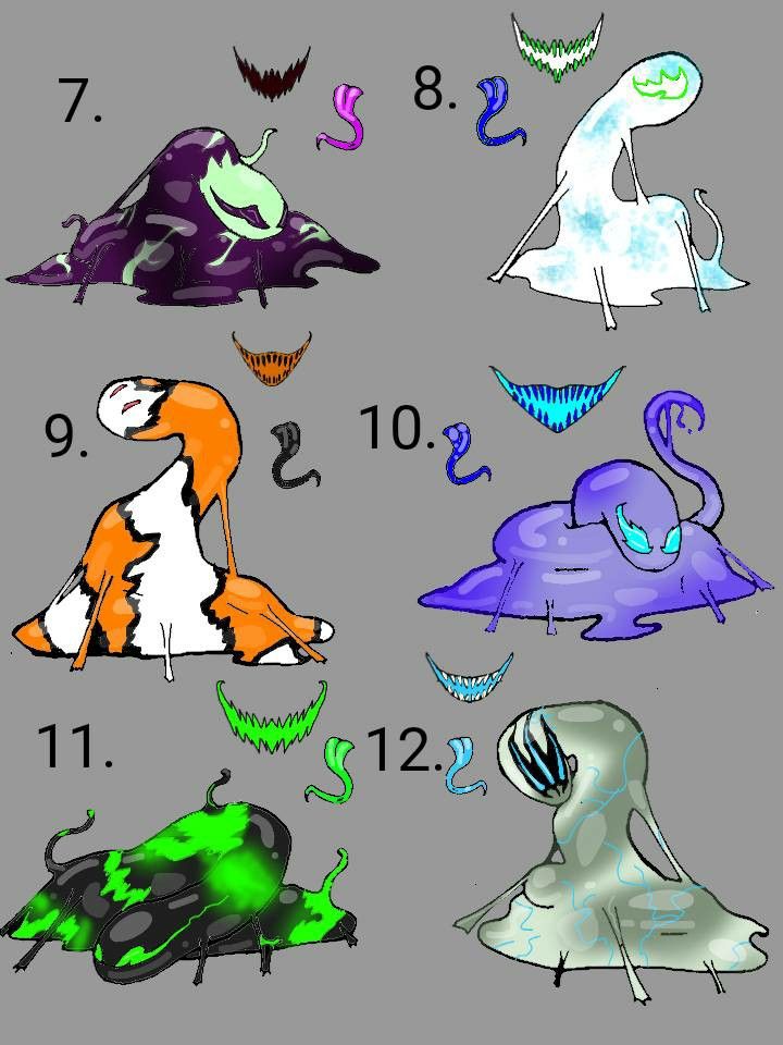 an image of cartoon monsters with numbers on them