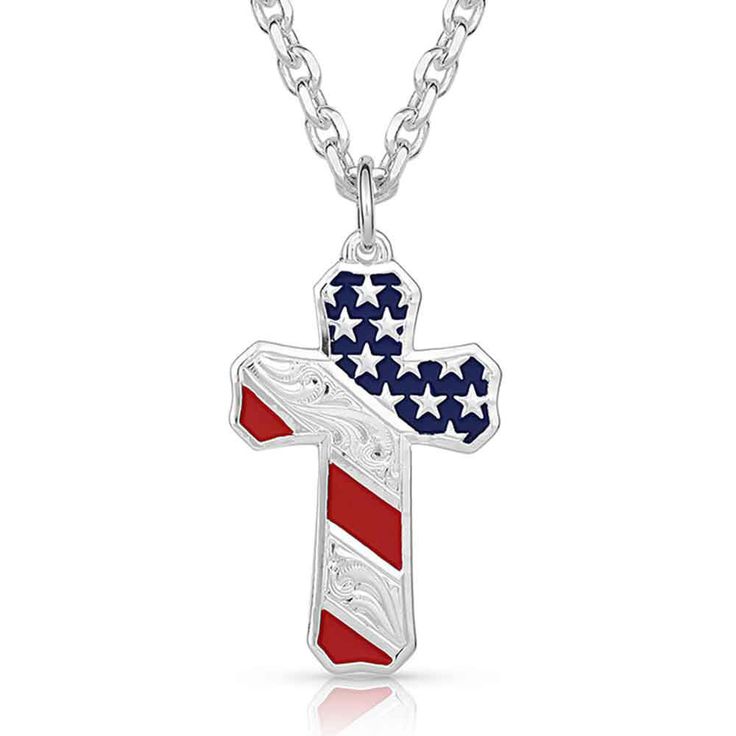 Montana Silversmith Jewelry, Patriotic Cross, Born In The Usa, Western Bracelets, Cross Symbol, Painted Background, Patriotic Flag, Boot Jewelry, Usa Patriotic