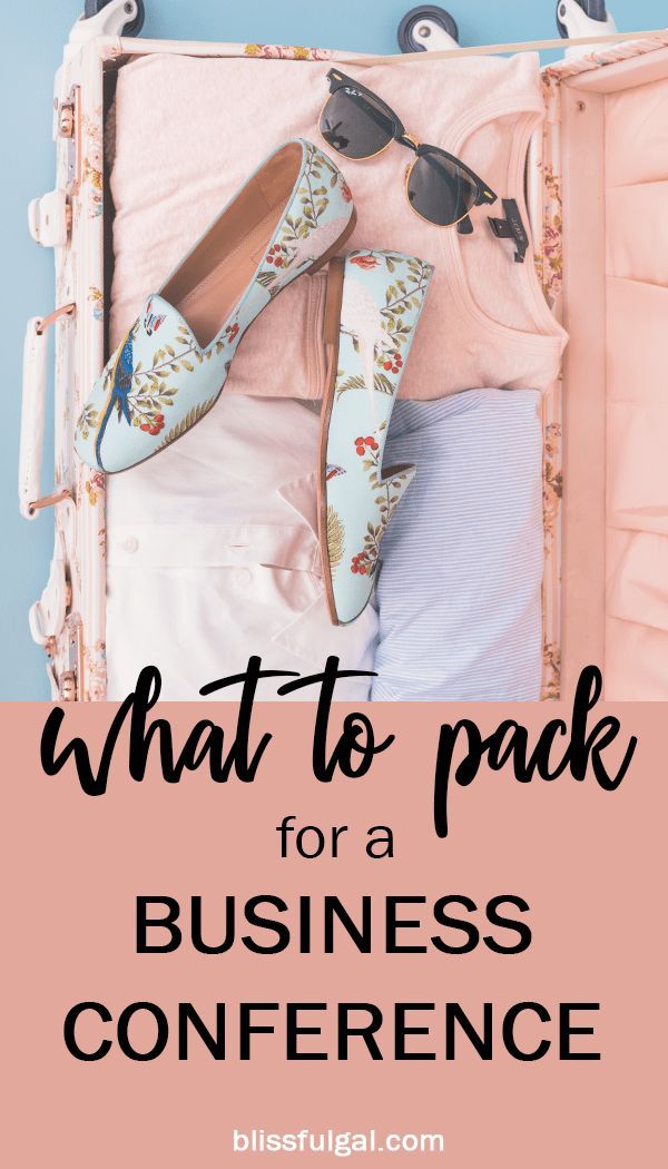 an open suitcase with shoes on top and the words what to pack for a business conference