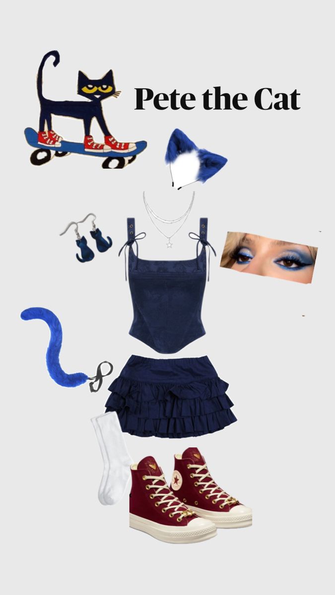 an image of a woman's clothes and shoes with the caption pete the cat