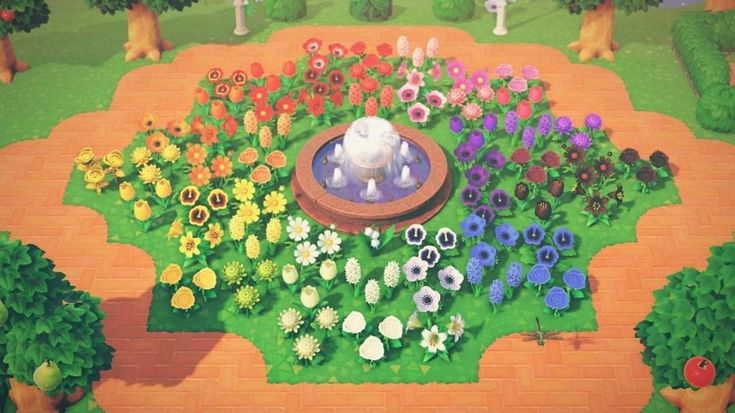 an animal is standing in the middle of a flower garden