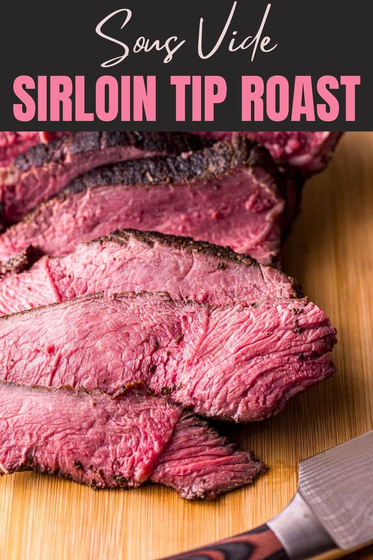 sliced flank steak on a cutting board with a knife and text overlay that reads how to cook the best grilled beef in your slow cooker