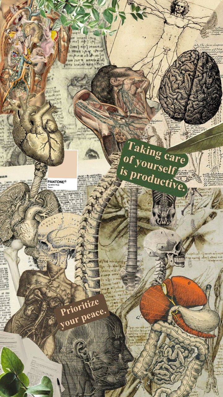 a collage of medical images with the words think care of yourself is prolong