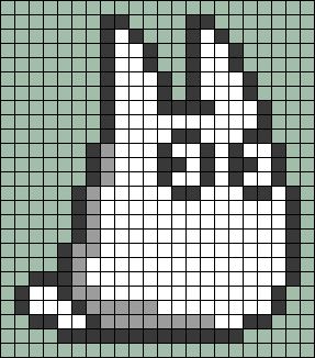 a cross stitch pattern with a black and white cat on it's back side