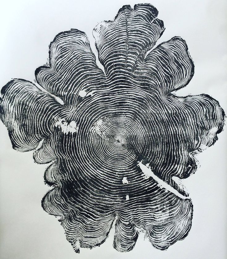 an ink drawing of a flower on white paper with black and white lines in the center