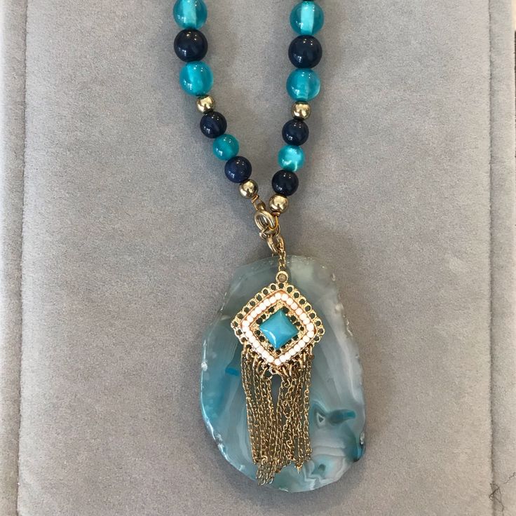 Brand New With Tags Long Beaded Necklace With Gorgeous Stone And Turquoise And Gold. From Jcpenney. Jcpenney Jewelry, Turquoise And Gold, Stone Beaded Necklace, Long Beaded Necklace, Stone Necklace, Blue Green, Beaded Necklace, Turquoise, Brand New