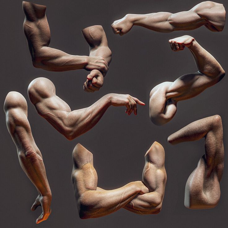 an image of a man's arms and legs in different positions on a gray background