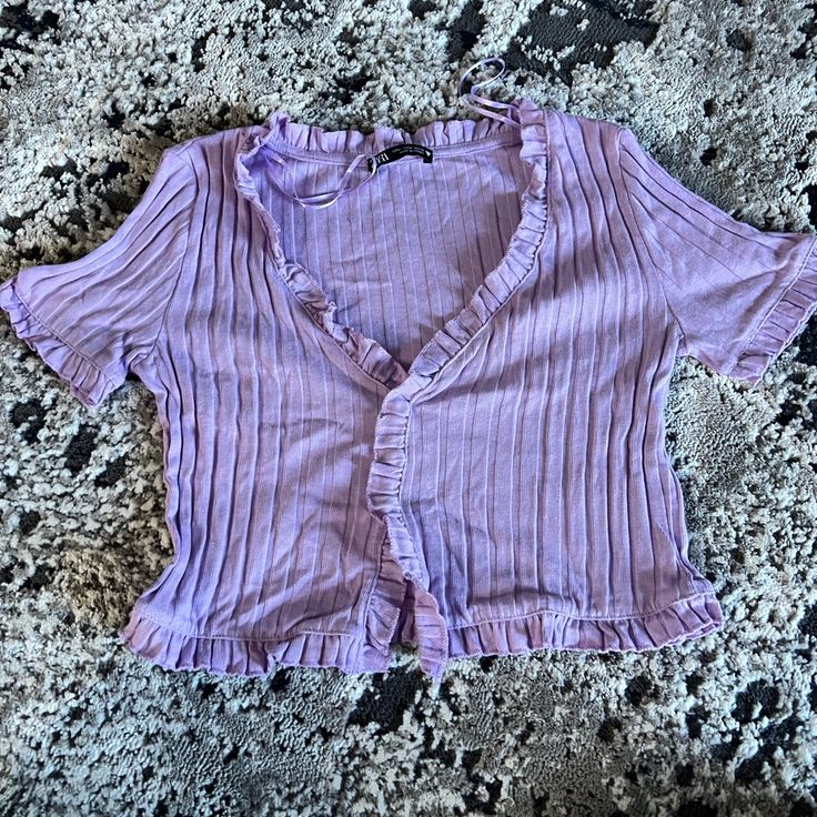 Zara Purple Top Never Worn Zara Lavender Spring Tops, Zara Lavender Tops For Spring, Lavender V-neck Summer Blouse, Zara Lavender Casual Tops, Zara Purple Spring Top, Spring Purple Zara Tops, Zara Purple Top For Spring, Zara Purple Summer Tops, Zara Tops Blouses